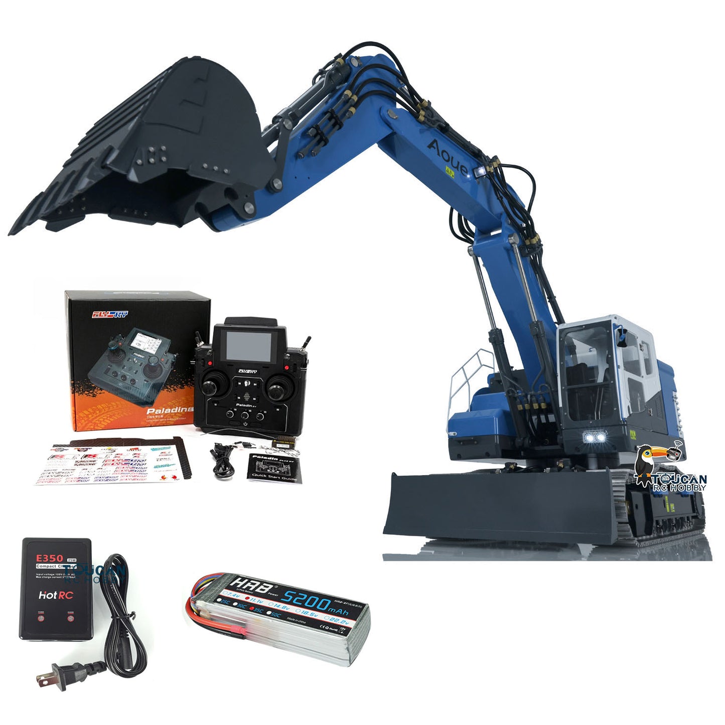 LESU 1/14 Metal RC Hydraulic Excavator Tracked 3 Arms Aoue ET26L With PL18EV Radio System GPS Assembled Diggers Vehicle Model