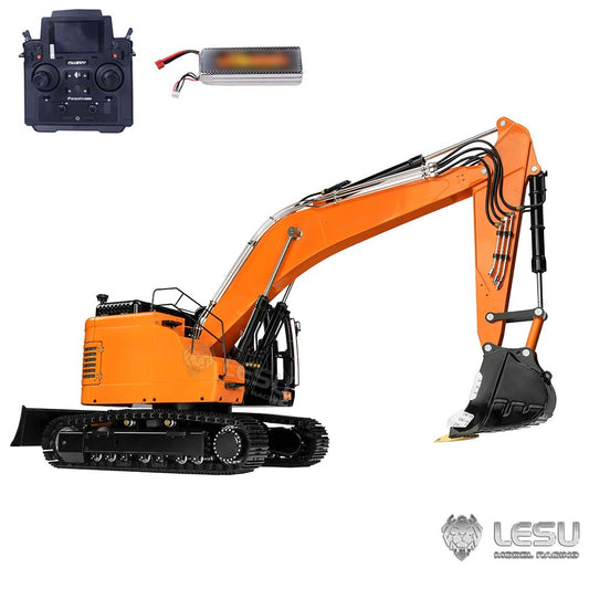 LESU ET26B 1/14 Metal RC Hydraulic Euipment Excavator B0021 2 Arms Remote Controlled Digger with Light System 6CH Reversing Valve
