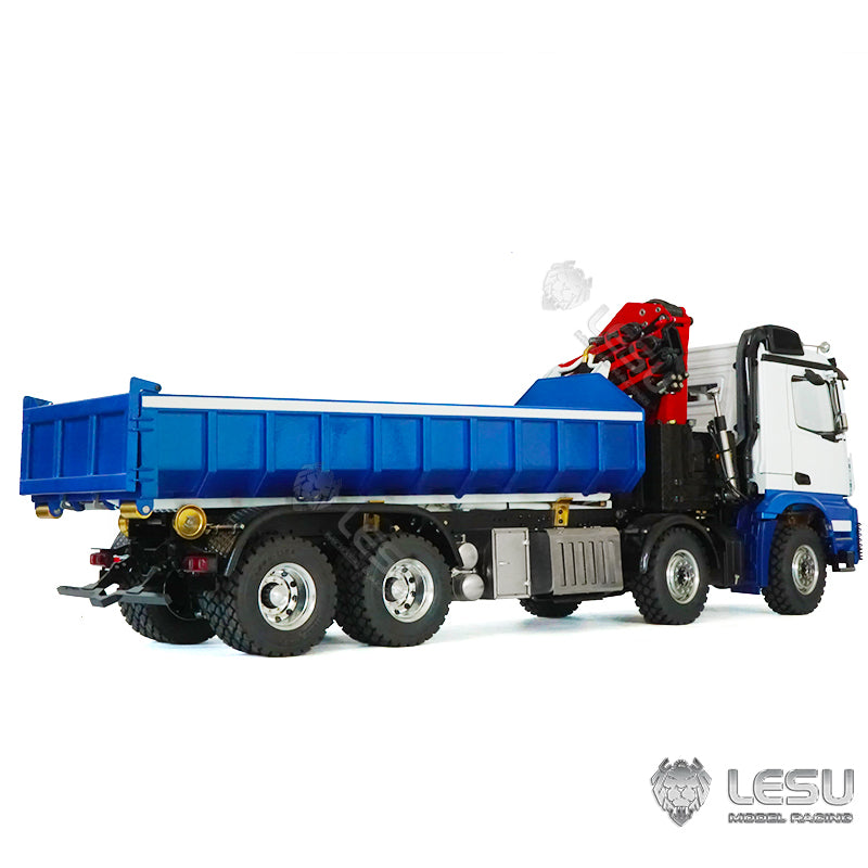 1/14 LESU RC 8x8 Metal Hydraulic Crane Dumper Tipper Truck Electric Dump Car W/ Light Sound ESC Motor W/O Radio Battery Charger