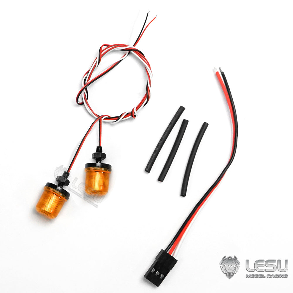 US STOCK LESU 1Pair Rotating Warning Light Telltale Lamp Suitable for TAMIYA 1/14 Scale RC DIY Radio Control Tractor Truck Model Car Parts