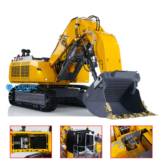 LESU Giant 1/14 Hydraulic RC Excavator AOUE 9150 Metal Construction Vehicles Heavy Duty Diggers Model Double Oil Pump PL18EV Lite Radio