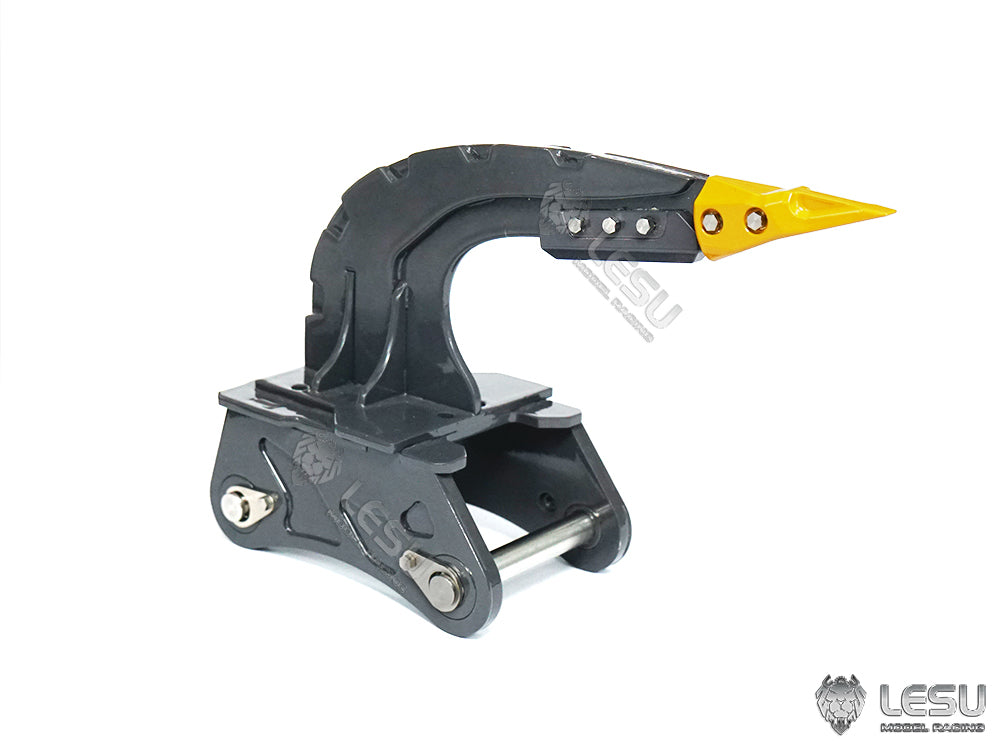 LESU Metal Fork Curved Blade Ripper Quick Release Compactor Tiltable Bucket for RC Excavator 1/14 ET35 Hydraulic Electric Digger