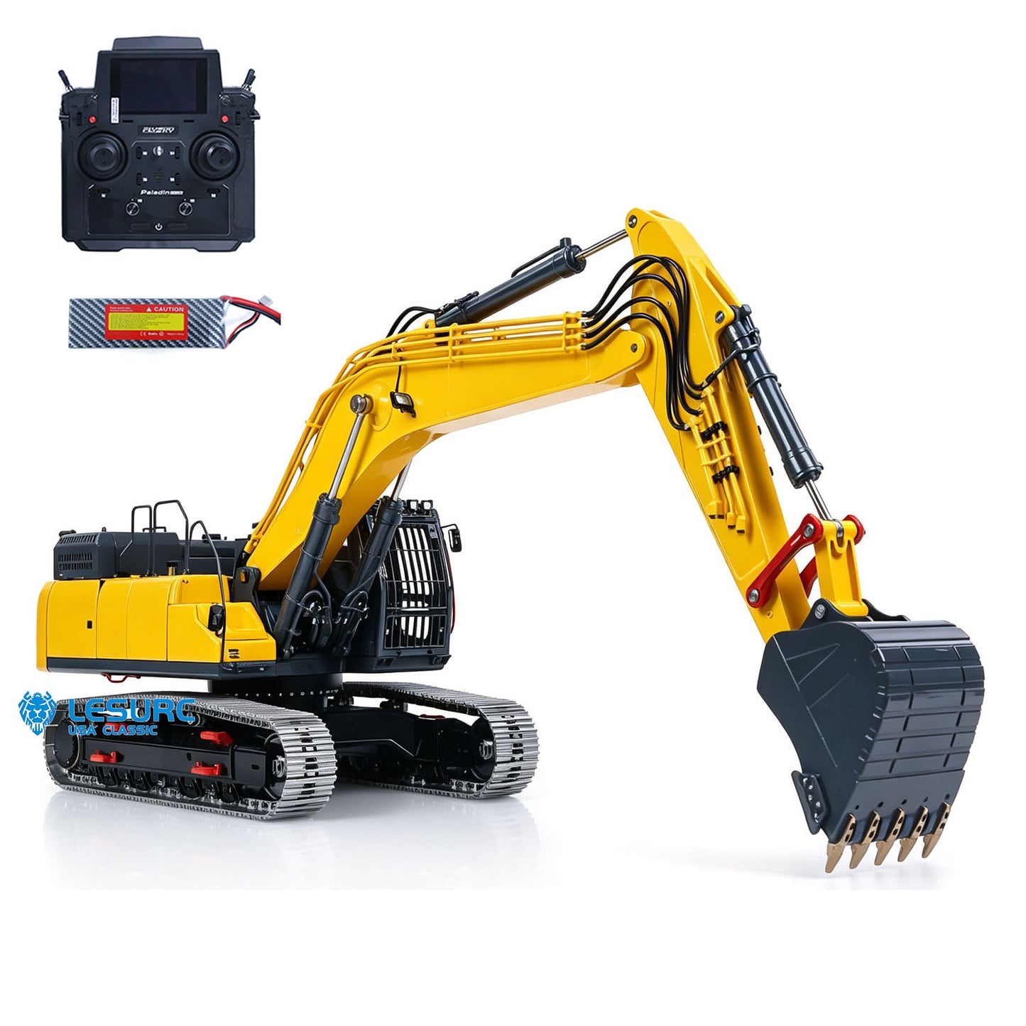 LESU SK500 1/14 Metal RC Hydraulic Excavator B0018 with FlySky PL18EV Lite Radio Controller 6CH Valves Light System for Construction Hobbyists
