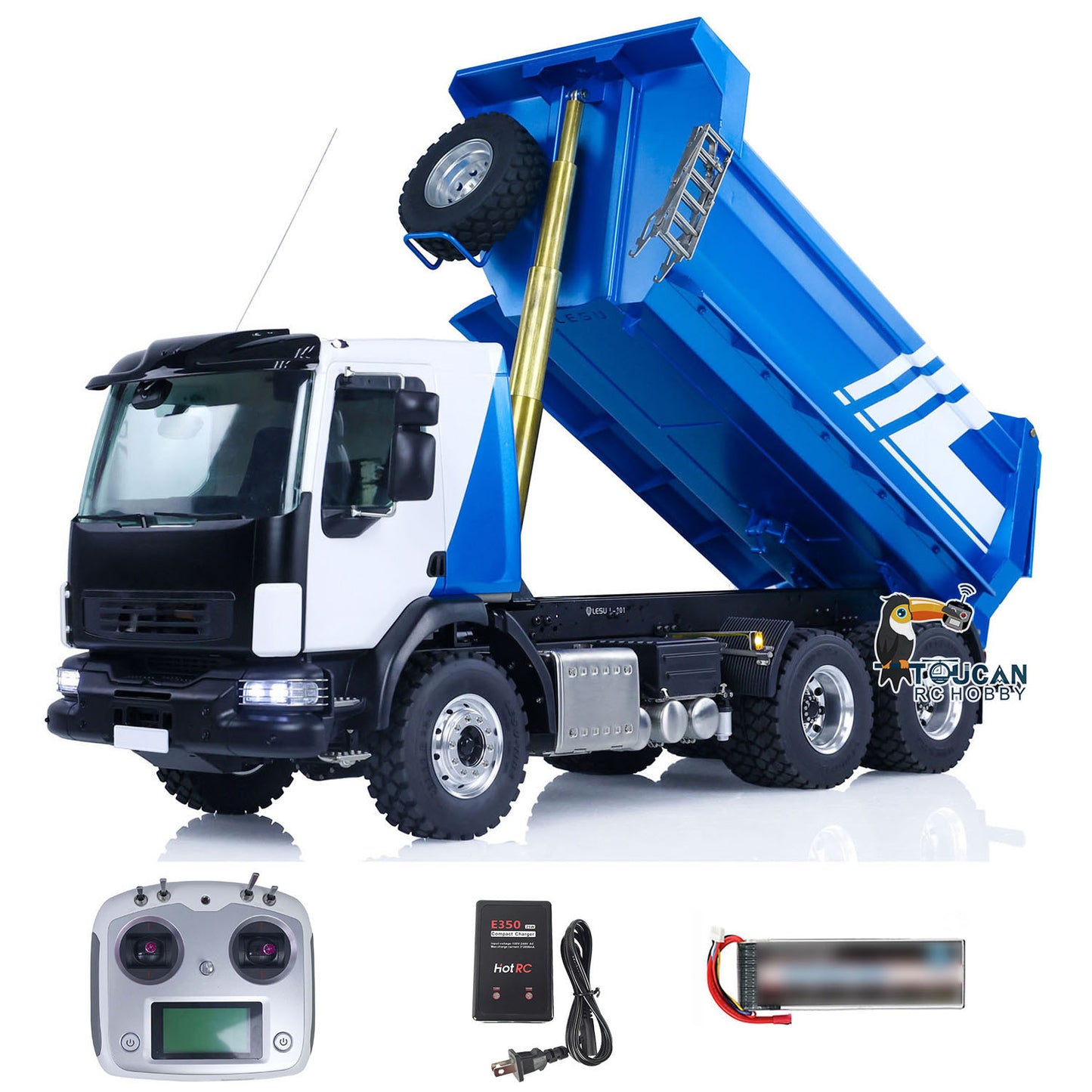 LESU 1/14 6*6 Z0032 Metal Hydraulic RC 3 Axles Dumper Truck With Front Multi Stage Cylinder U bucket I6S Radio System Model