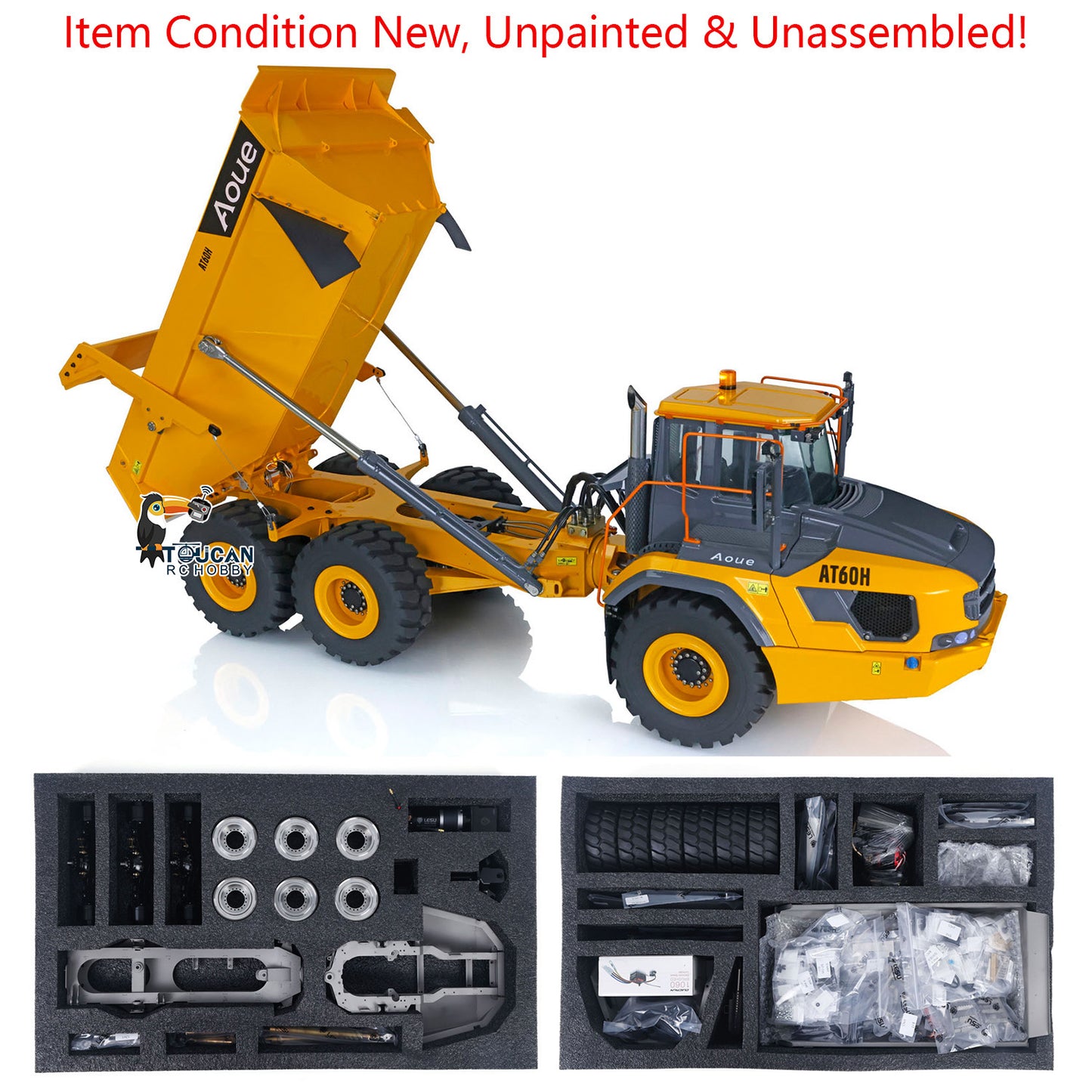 LESU Radio Controlled 1/16 Scale Metal Hydraulic Articulated Truck AT60H 6*6 Pump ESC Valve Cylinder Motor Servo Light System