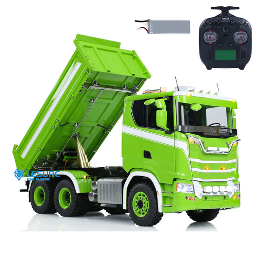 LESU A0009 1/14 Metal 3 Ways 6x6 RC Hydraulic Dump Truck with 3 Speed Transmission Differential Lock for Construction Hobby Expos