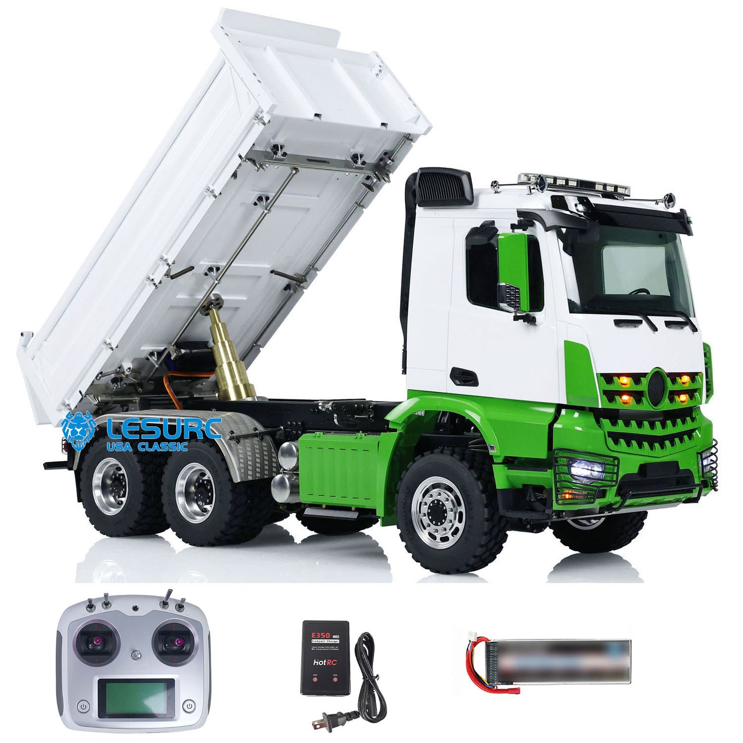 LESU K3363 Cabin 1/14 Metal 6x6 RC Hydraulic Dump Truck FlySky I6S Radio Controller 3 Speed Transmission Differential Lock for Model Enthusiast