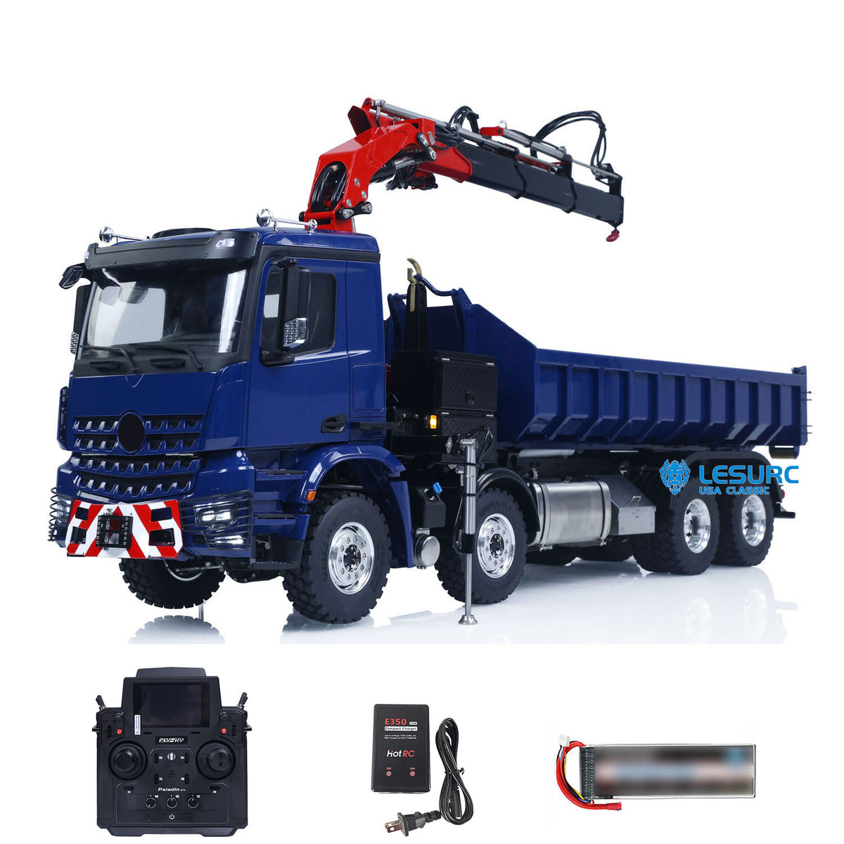 IN Stock LESU Z0017 1/14 Metal 8X8 RC Roll On Off Dump Truck RTR with Hydraulic Crane FlySky Paladin PL18EV Radio System 2Speed Transmission Light Sound
