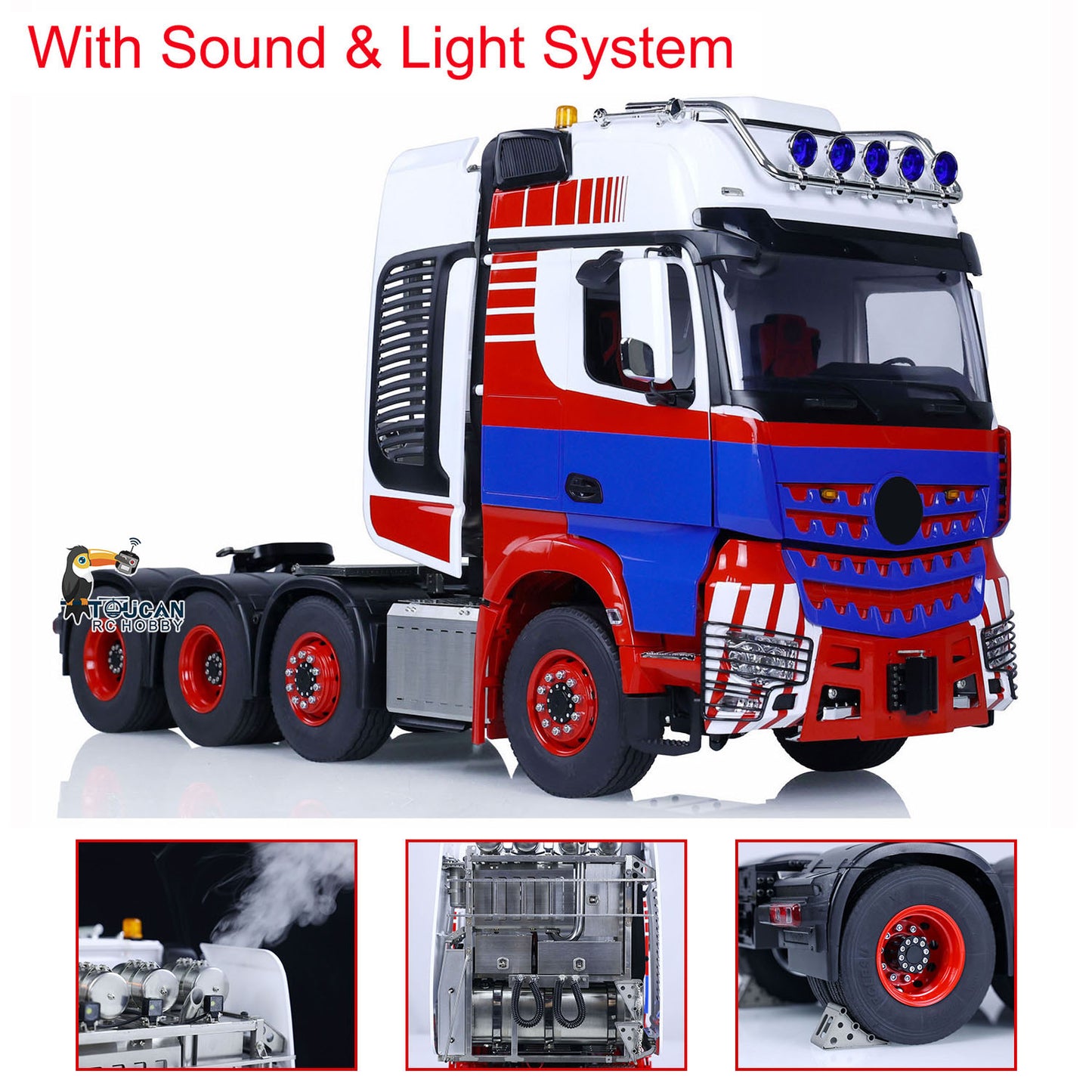 1/14 8x8 LESU RC Tractor Truck Radio Control Construction Vehicle DIY Electric Cars Metal Chassis Smoke Unit Sound 1851 3363