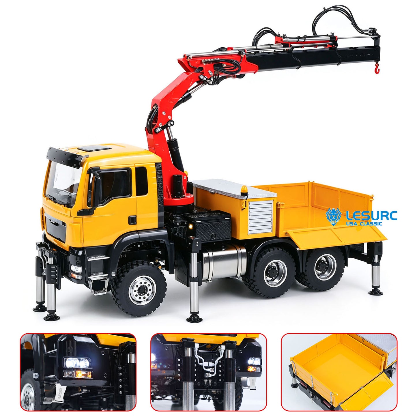 LESU 3363 1/14 Metal 6X6/8X8 RC Hydraulic Crane Truck Z0086 Z0082 3Speed Gearbox 7CH Valve 4MPA 6 Outriggers Sound Light Axle Diff Lock