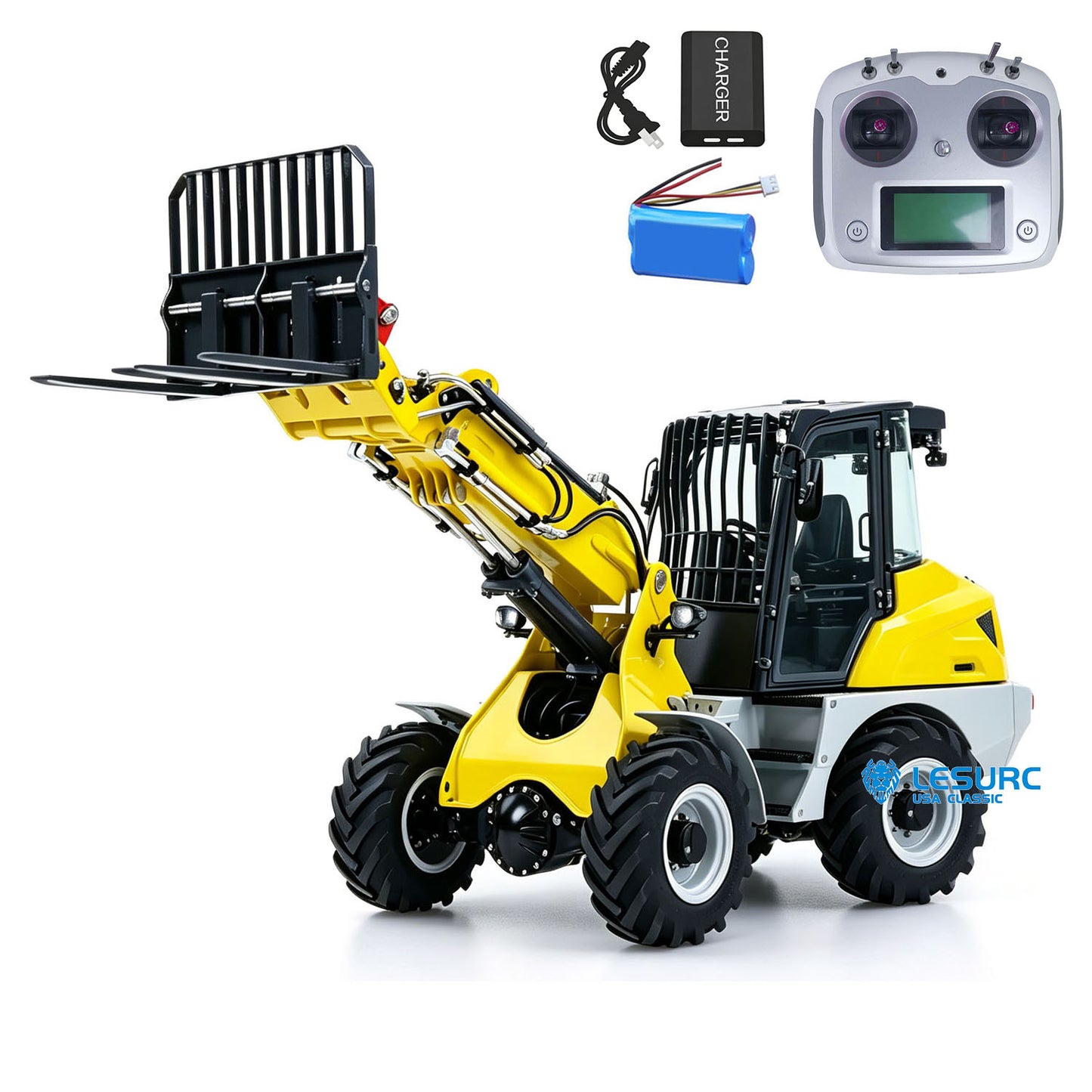 LESU Aoue AT1050 1/14 Metal RC Hydraulic Telescopic Fork Loader A0016 with FlySky I6S Radio Controller Light Sound for Scale Model Collectors