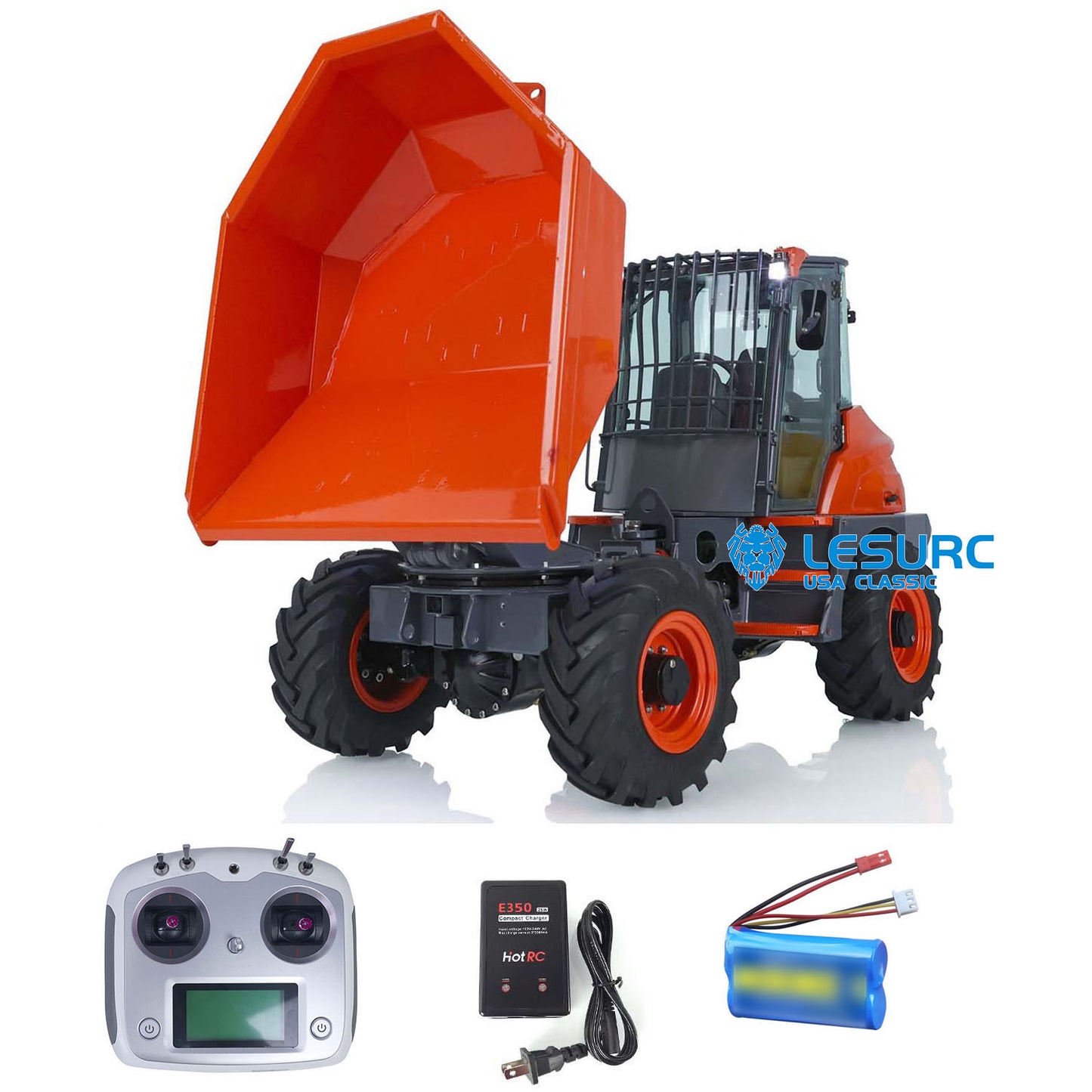 In Stock LESU 1/14 Scale Metal Remote Controlled Hydraulic Articulated Dumper AOUE 6MDX Ready To Run 4X4 Tipper Truck W/ Sound Light System