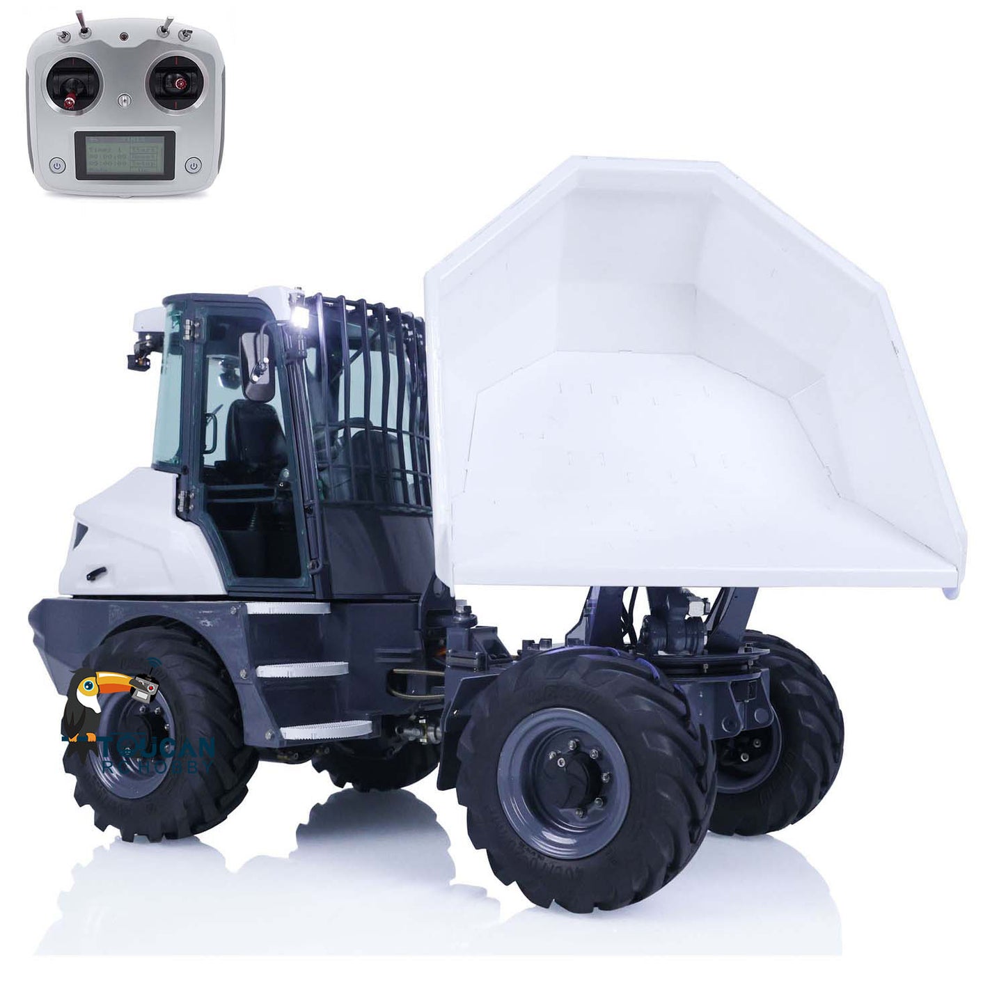 LESU 1/14 Scale AOUE 6MDX Metal Remote Controlled Hydraulic Articulated Dumper Truck 4X4 Tipper Car Construction Vehicle Motor