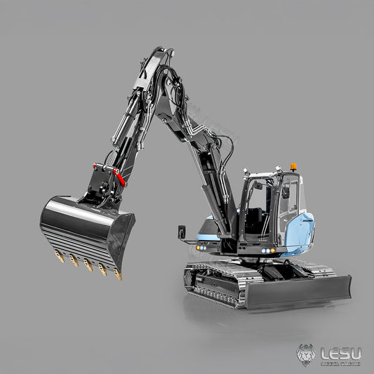 Metal LESU 1/14 RC Hydraulic Excavator MC15 CNC Shell 4 Arms Remote Control Digger 9CH Valves Dual Pumps Quick Released Coupler