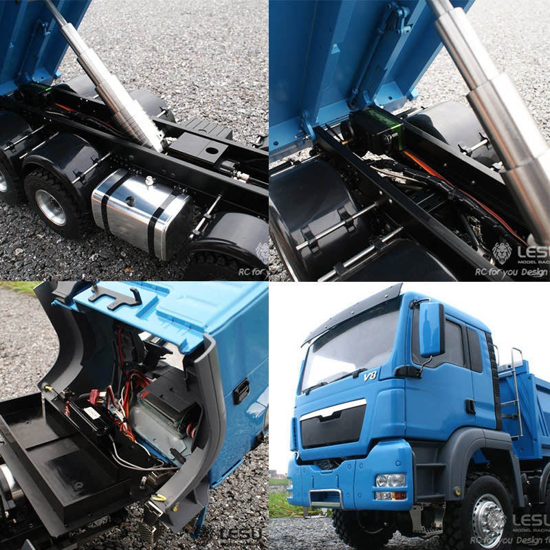 In Stock LESU 1/14 8*8 Hydraulic Painted RC Dumper Tipper For Truck Bucket Model W/ Motor ESC Servo Light Sound W/O Battery