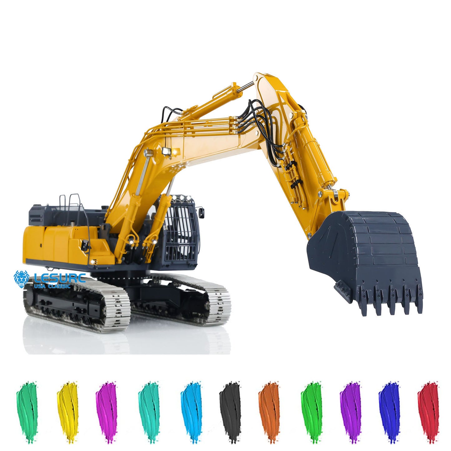 1/14 LESU Hydraulic RC Excavator AOUE-SK500 Metal Wireless Digger Remote Control Engineer Vehicles Model Light Motor Servo ESC