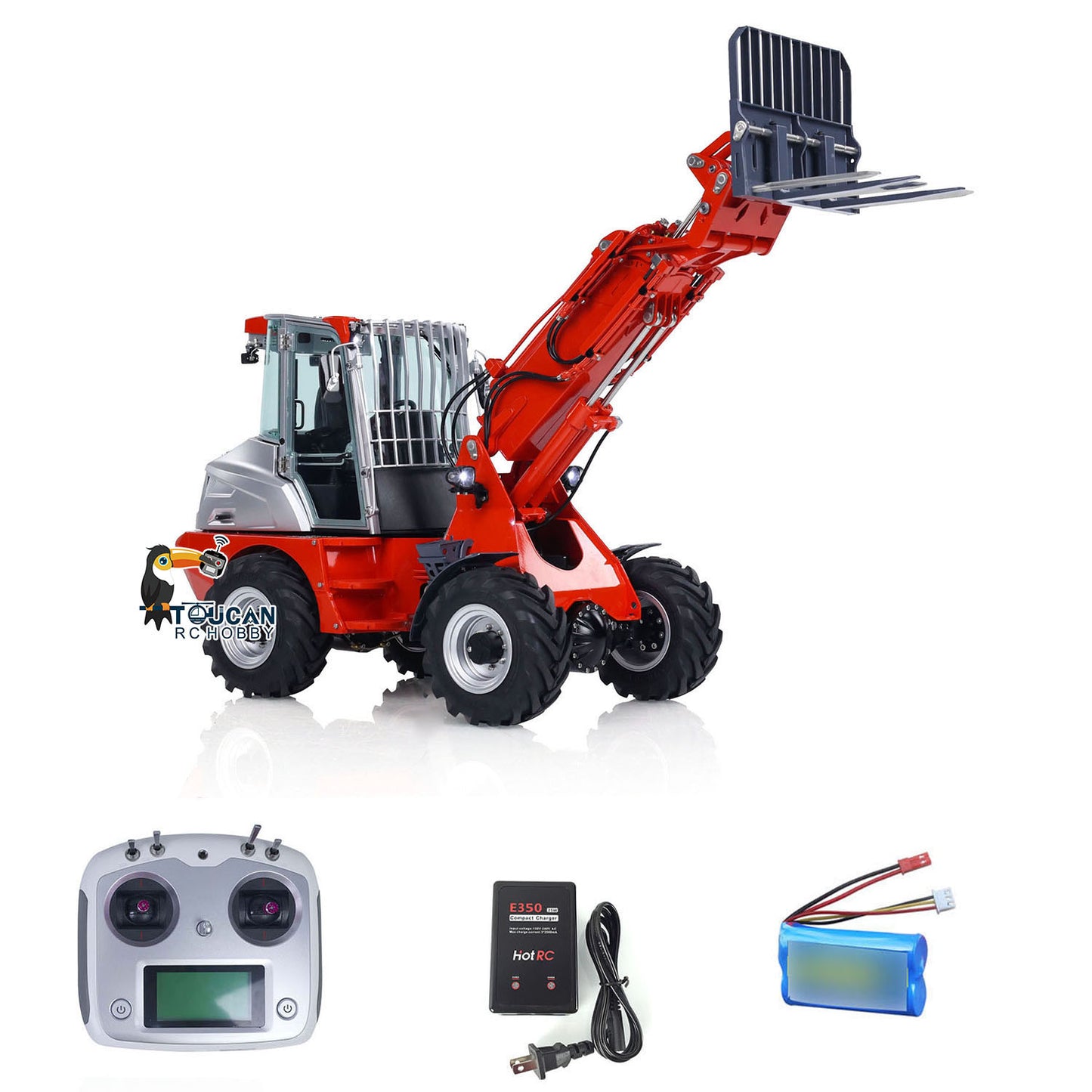 LESU 1/14 RC Hydraulic Telescopic Arm Loader AT1050 Tipper Construction Truck Model With 4 Wheel Drive I6S Radio System Fork