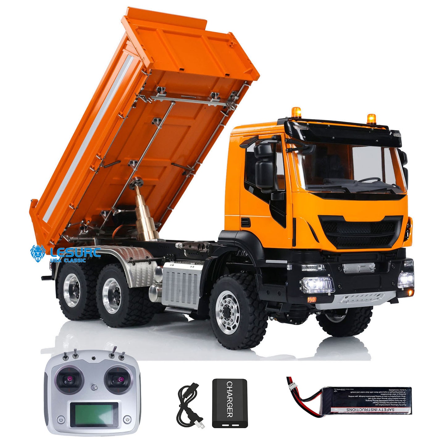 LESU A0009 1/14 Metal 6x6 RC Hydraulic Dump Truck with FlySky I6S Radio Controller 3 Speed Transmission for Model Enthusiast