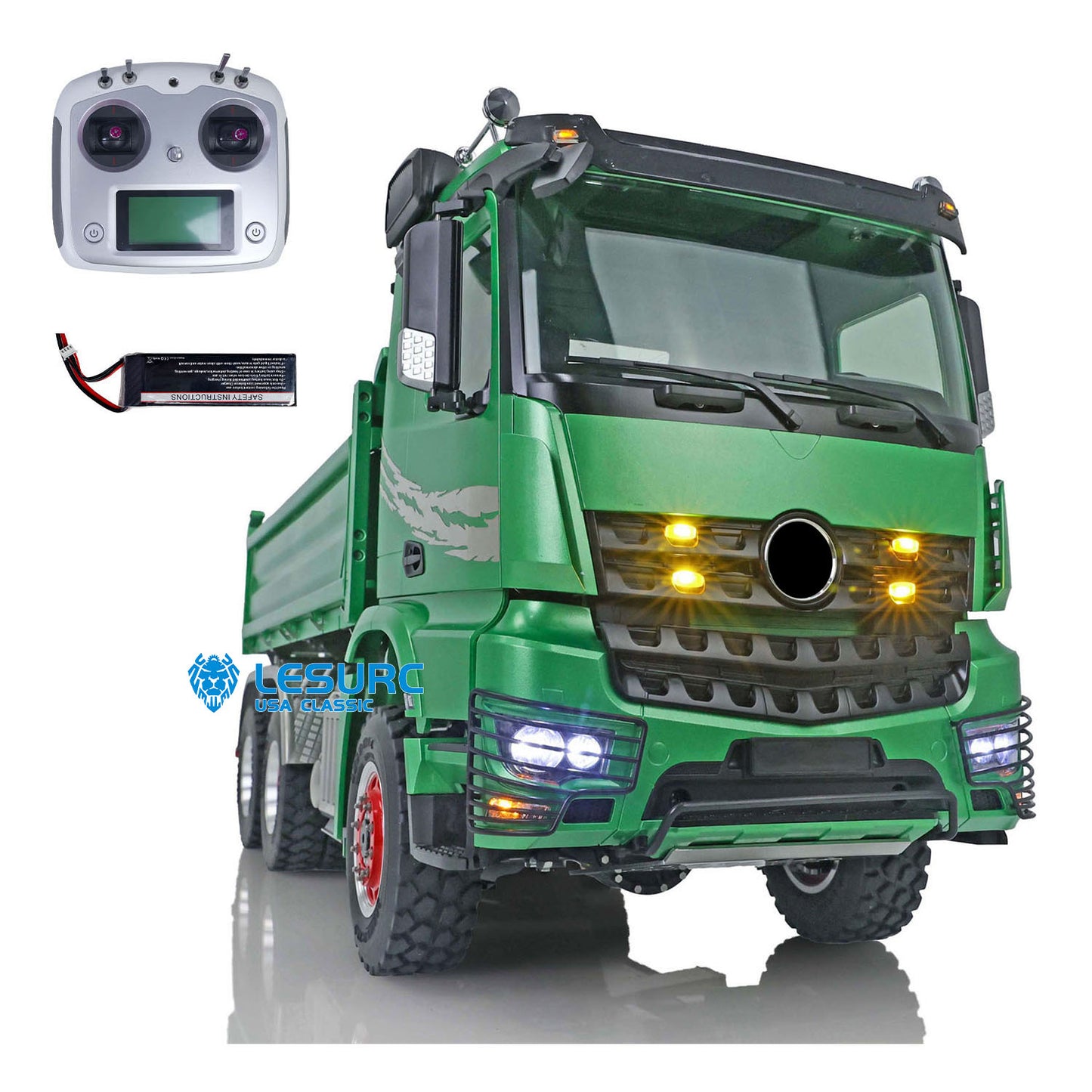 LESU K3363 Cabin 1/14 Metal 6x6 RC Hydraulic Dump Truck FlySky I6S Radio Controller 3 Speed Transmission Differential Lock for Model Enthusiast