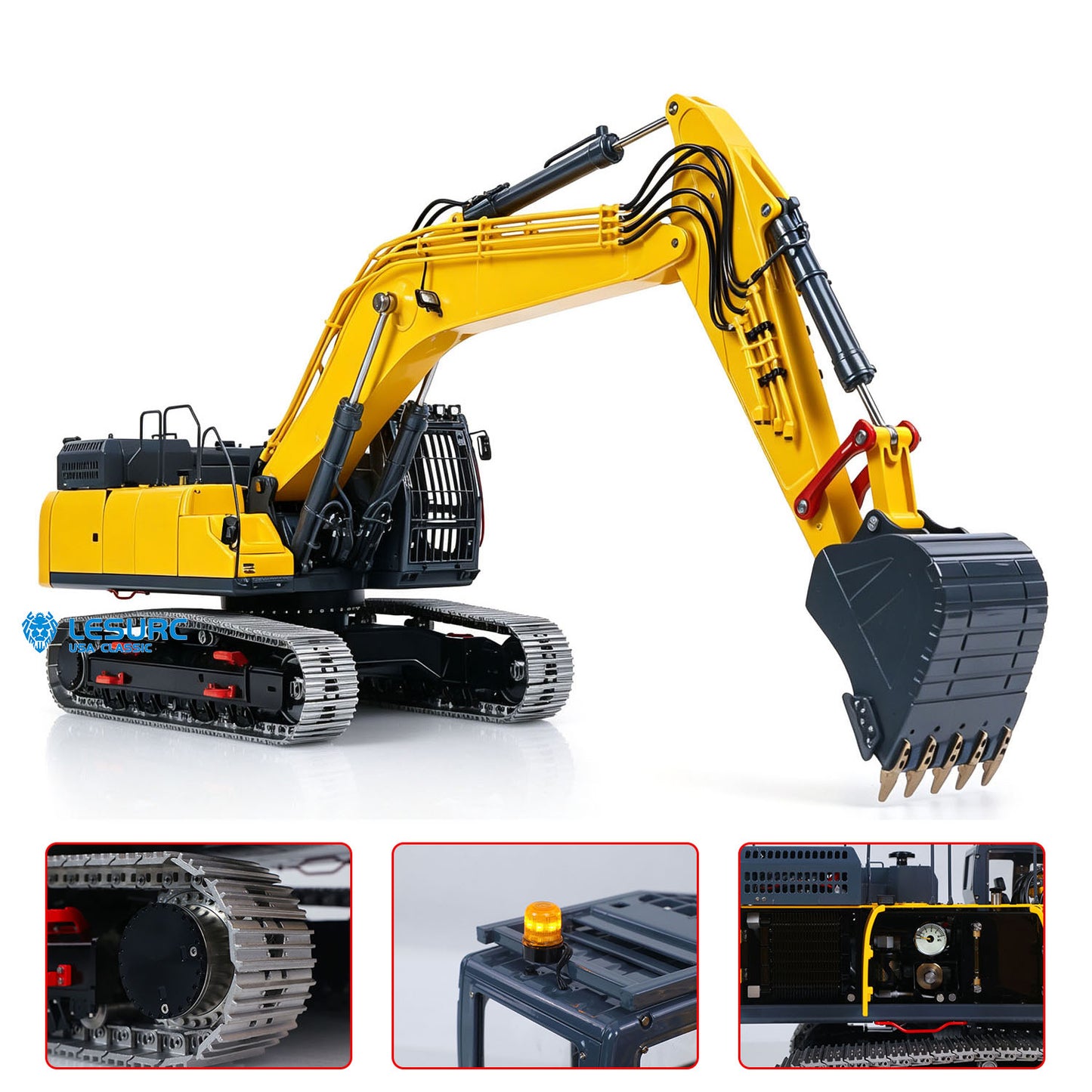 LESU SK500 1/14 Metal Remote Control Hydraulic Excavator B0018 RC Digger with 6 Ways Valve Light System for RC Construction Hobbyists