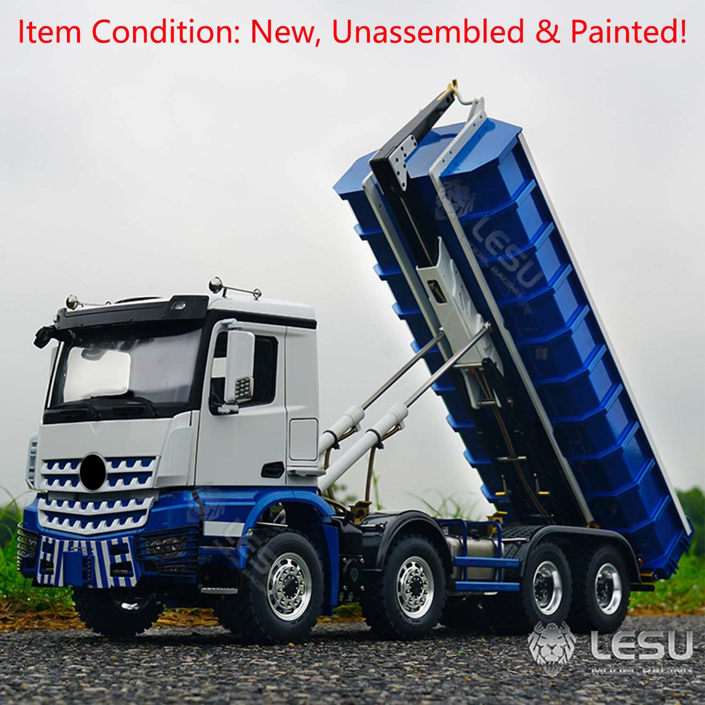 IN STOCK LESU 1/14 Scale 8x8 Truck Hydraulic Remote Controlled Dumper Roll On/Off Tipper Model Car Sound Light System Motor