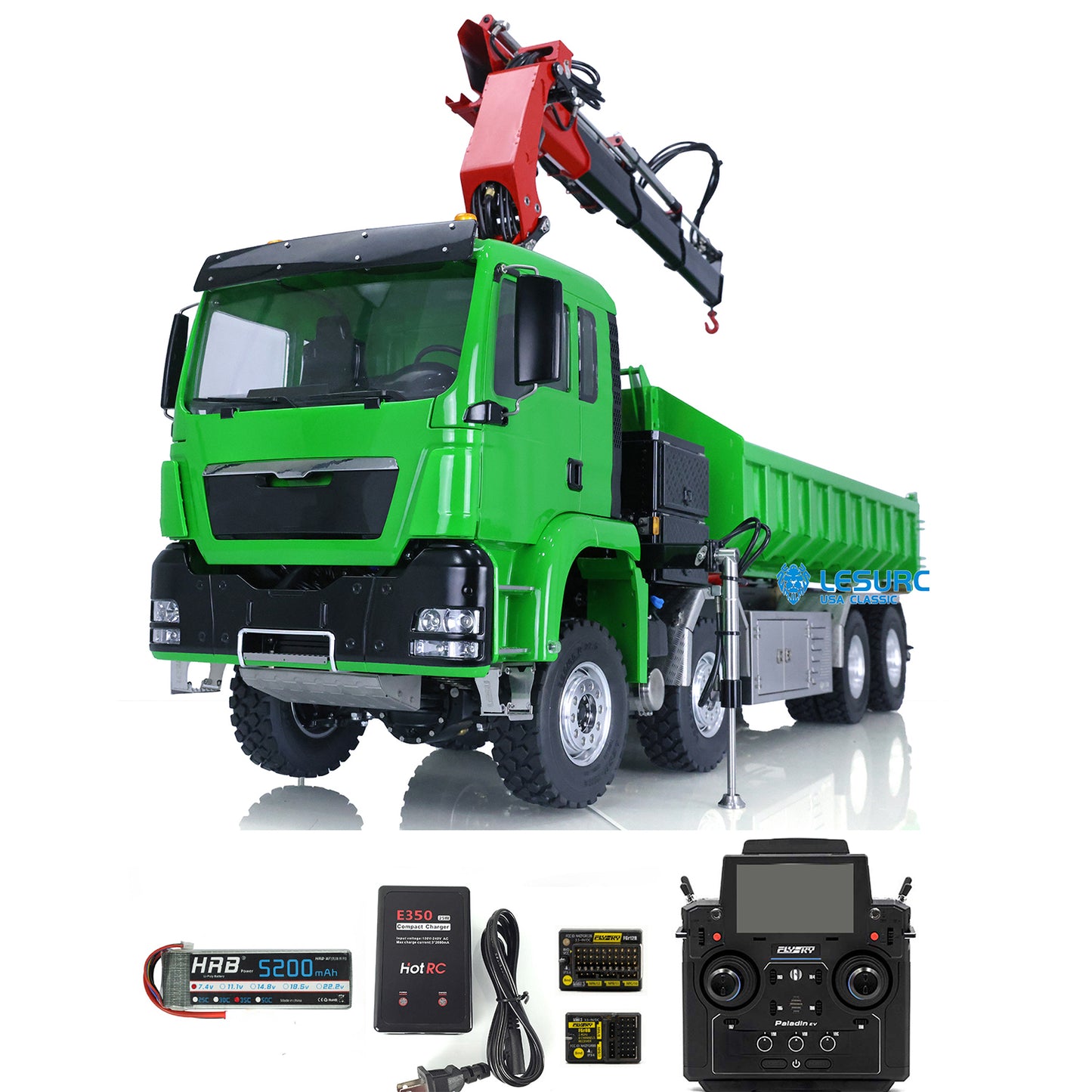 LESU 1/14 8*8 RC Roll on/off Hydraulic Truck Crane Dumper Tipper Reversing Valve W/ Light Sound Motor ESC Battery PL18EV Radio