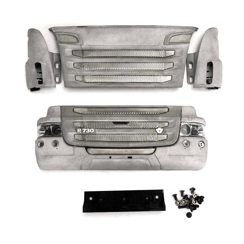 LESU RC Tractor Truck Upgrade Parts Metal Side Spoiler Front Face Net Bumper Set R730 1/14 for Remote Controlled Tractor R470 R620