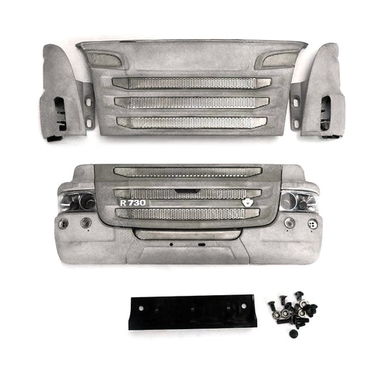 LESU RC Tractor Truck Upgrade Parts Metal Side Spoiler Front Face Net Bumper Set R730 1/14 for Remote Controlled Tractor R470 R620