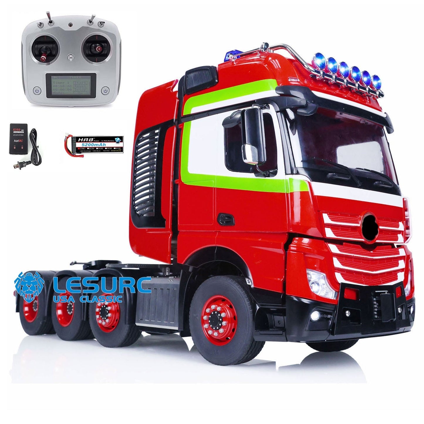 1/14 LESU RC Highline Tractor Truck Heavy-duty Metal Chassis Car Model W/ Lights Sounds Smoke Equipment Rack 3 Speed Gearbox