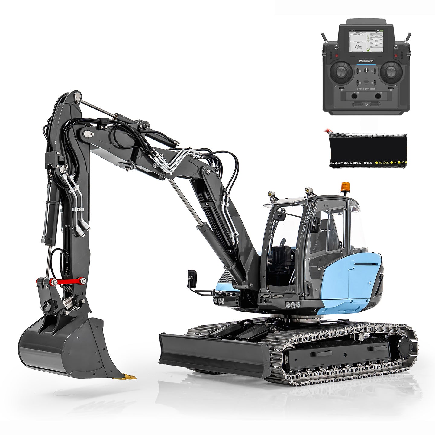 Metal LESU 1/14 Hydraulic RC Excavator MC15 4 Arms Construction Vehicle 9 Ways Valve Dual Pumps Light Sound ST8 Radio System