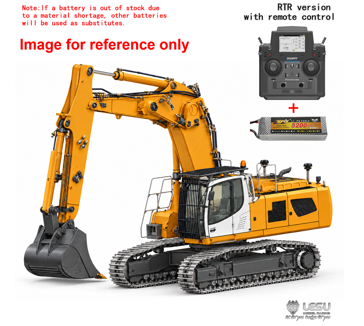 LESU LR956 1/14 Metal RC Hydraulic Drive Excavator B0030 3Arms Dual Pumps Digger with Electronic Display Screen 10CH Valve Light System
