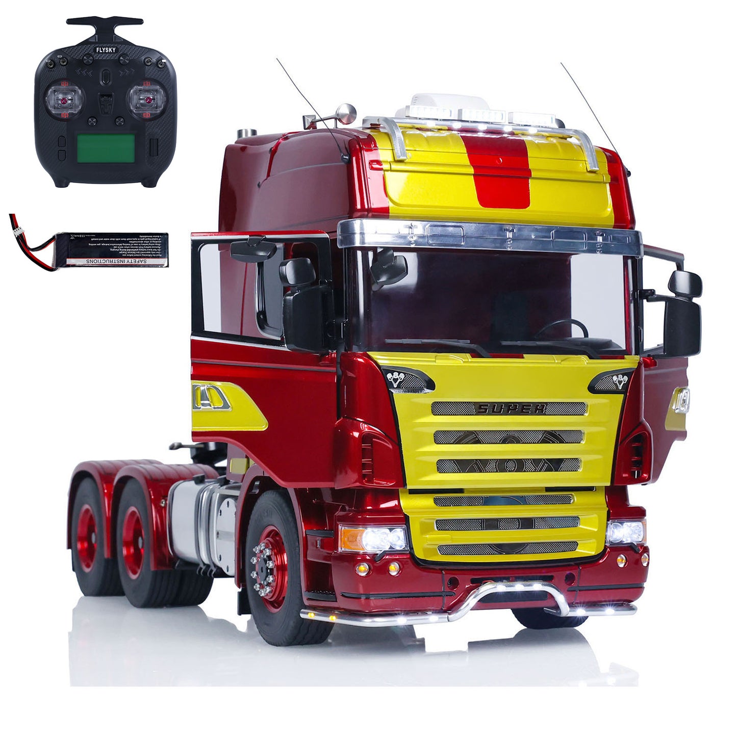 LESU 1/14 6x6 RC Tractor Truck Remote Controlled Trailer Toy Car 2-speed Gearbox Metal Chassis Hobby Model Servo ESC