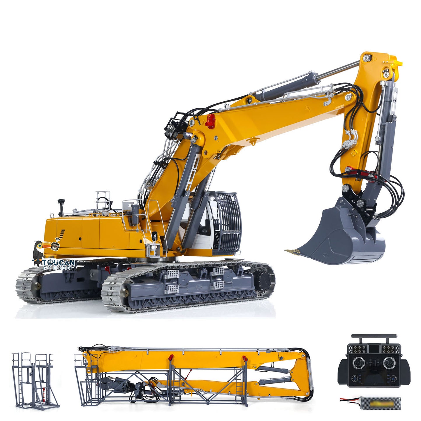 LESU 1/14 RC Heavy Full Hydraulic Demolition Excavator Aoue LR960 RTR Two Type Arms Digger Model Engineering Vehicle XE Radio