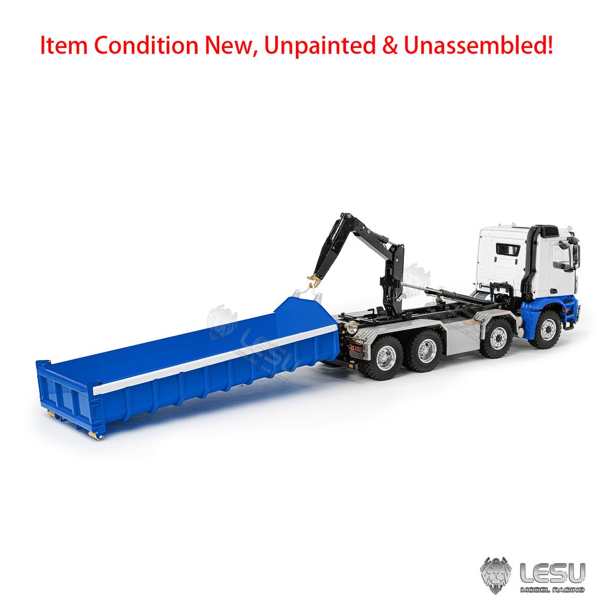 LESU Z0096 1/14 RC Hydraulic Roll Off Dump Truck with 8x8 Metal Chassis Telescopic Hook Lift 3 Speed Transmission Light Sound