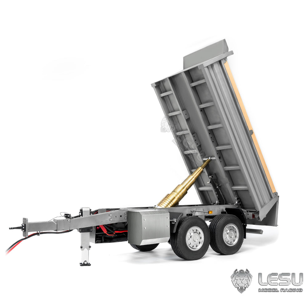 LESU 2-Axle Metal 1/14 RC Hydraulic Full Trailer Remote Control Self-dumping Truck Model DIY Car Optional Versions KIT