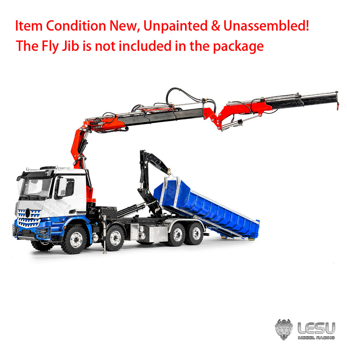 LESU Z0123 1/14 8x8 Hydraulic Folding Hook Lift Roll Off RC Dumper Truck with 7CH Valves Crane 3 Speed Transmission Metal Chassis