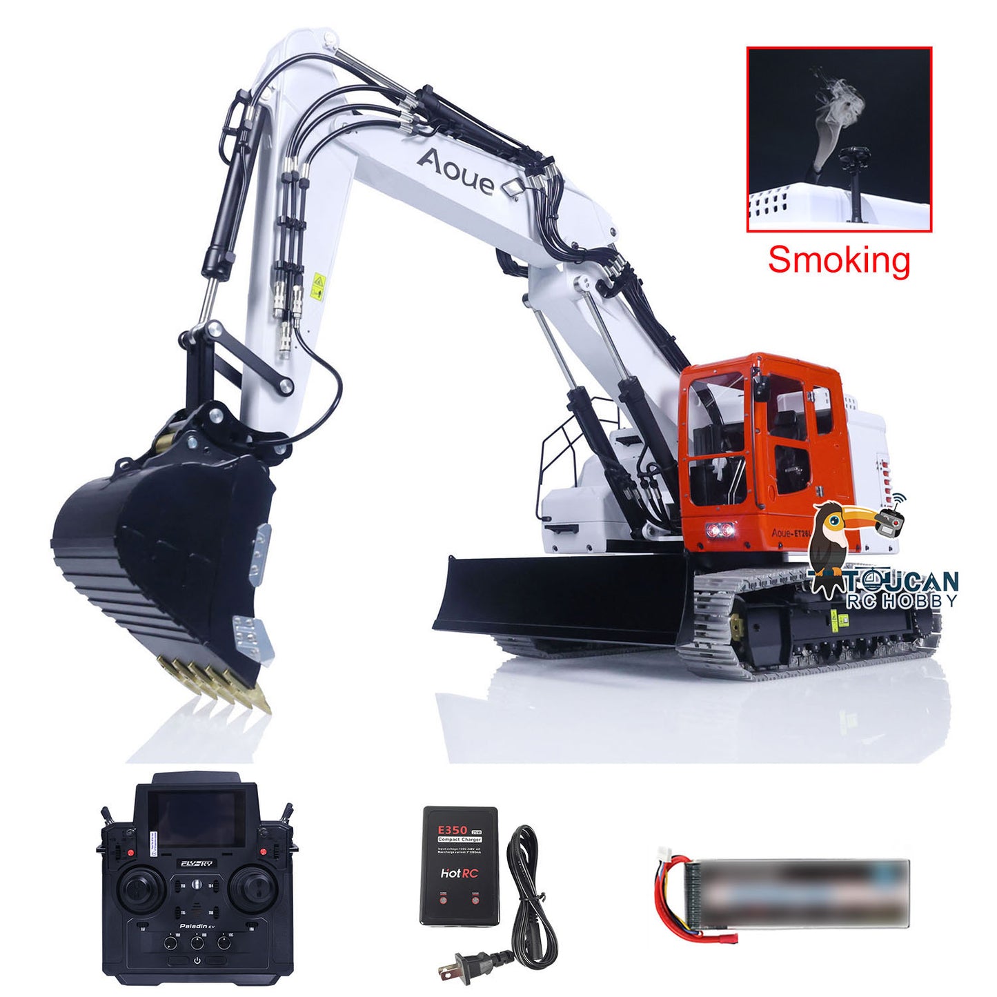 Metal LESU 1/14 RC Hydraulic Short Tail 3 Arms Tracked Excavator Model Aoue ET26L Digger With Radio System Simulated GPS