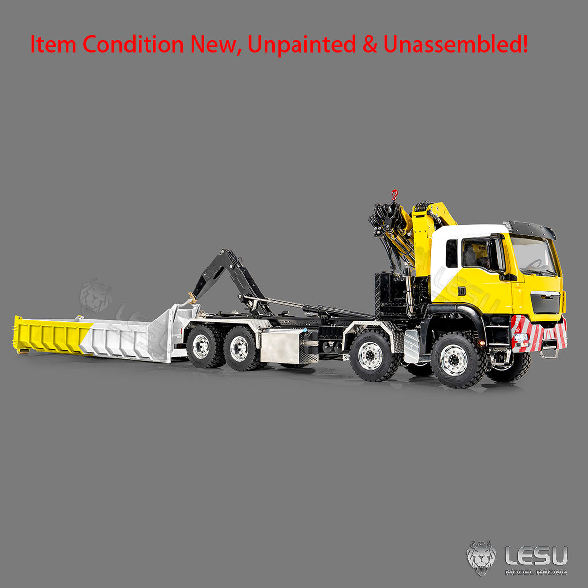 LESU Z0124 1/14 8x8 Hydraulic Crane RC Roll Off Dump Truck with TGS Cabin Metal Chassis Telescopic Hook Lift 3 Speed Gearbox Light Sound System