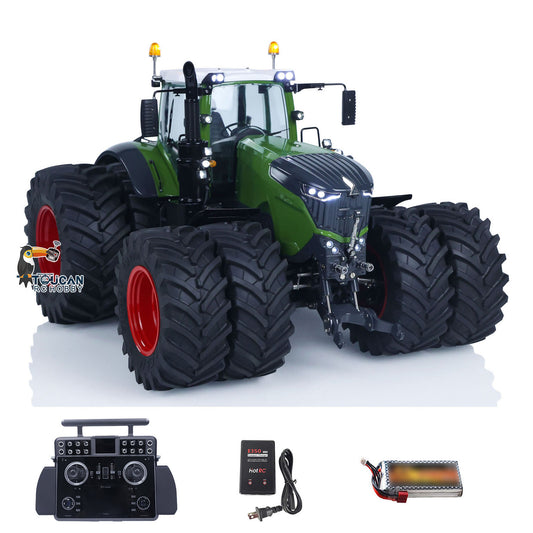 LESU Metal 4x4 1/14 Hydraulic RC Tractor AOUE 1050 Double Wheel With XELite Radio System New Agricultural Vehicles Model