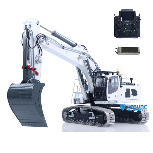 LIMITED-TIME SALE IN Stock Metal LESU 1/14 RC Hydraulic Excavator 2 Arms LR956 Remote Control Digger Model 4MPA Dual Pumps Light 3S Battery PL18EV LITE