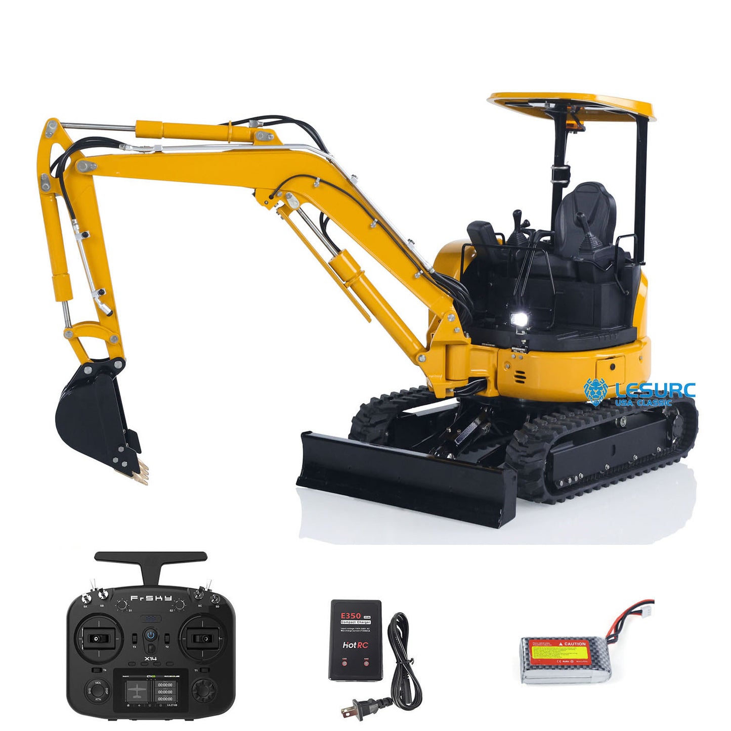 LESU PC30 1/14 Metal RC Hydraulic Excavator B0003 RTR 6CH Reversing Valve Mini Digger Brushless Rotary Drive Motor Sound & Light FrSky X14 Controller