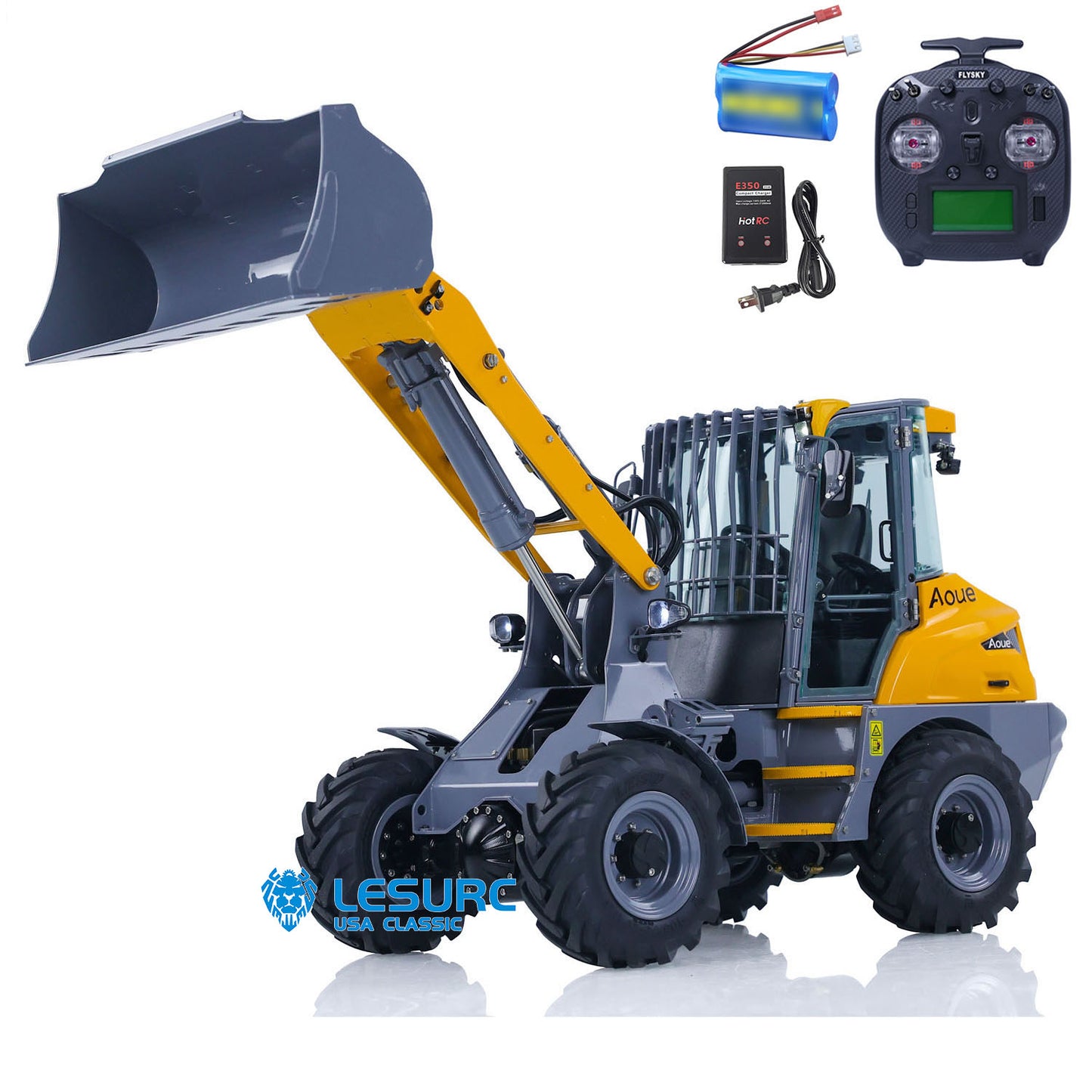 LESU 1/14 RC Loader AOUE MCL8 ST8 Remote Control Car Hydraulic Dozer Shovel Metal Sieve Shovel Rake Bucket Gripper RTR Sound Light