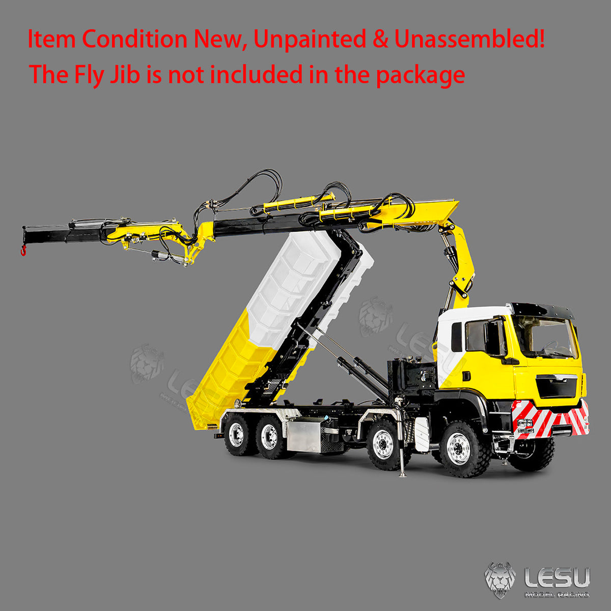 LESU Z0125 1/14 8x8 RC Hydraulic Crane Roll Off Dumper Truck with TGS Cabin Folding Hook Lift 3 Speed Gearbox Differential Lock Metal Chassis