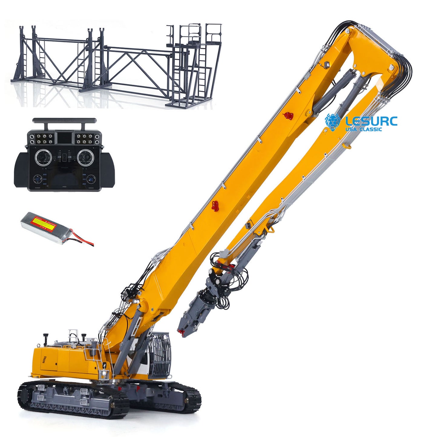 1/14 RC Full Hydraulic Demolition Excavator LESU LR960 RTR Digger Electric Construction Vehicle Model GPS Battery Frsky XE Radio