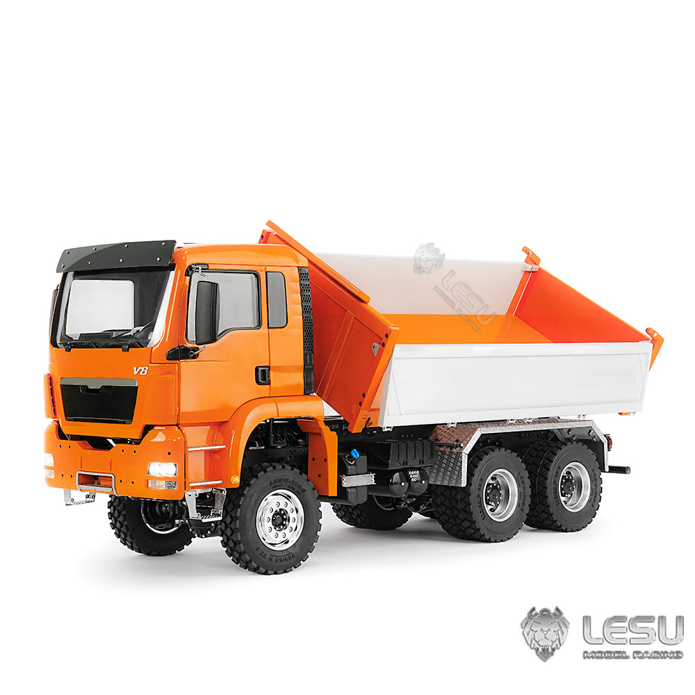 LESU 1/14 RC Hydraulic Dump Truck TGS 6x6 Metal Remote Control Dumper Car Model Construction Vehicle 3Speed Gearbox I6S Radio