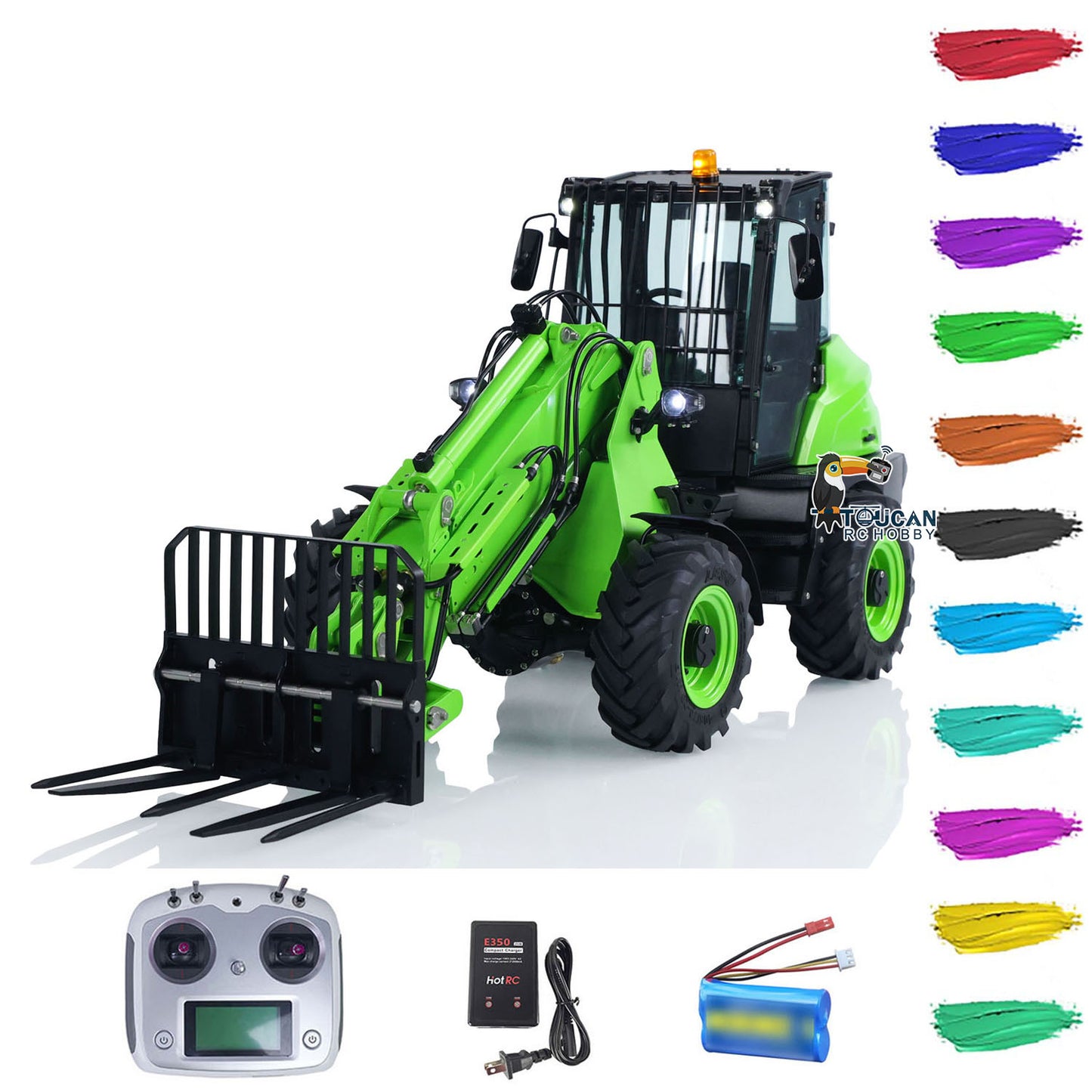 LESU 1/14 RC Hydraulic Telescopic Arm Loader AT1050 Tipper Construction Truck Model With 4 Wheel Drive I6S Radio System Fork