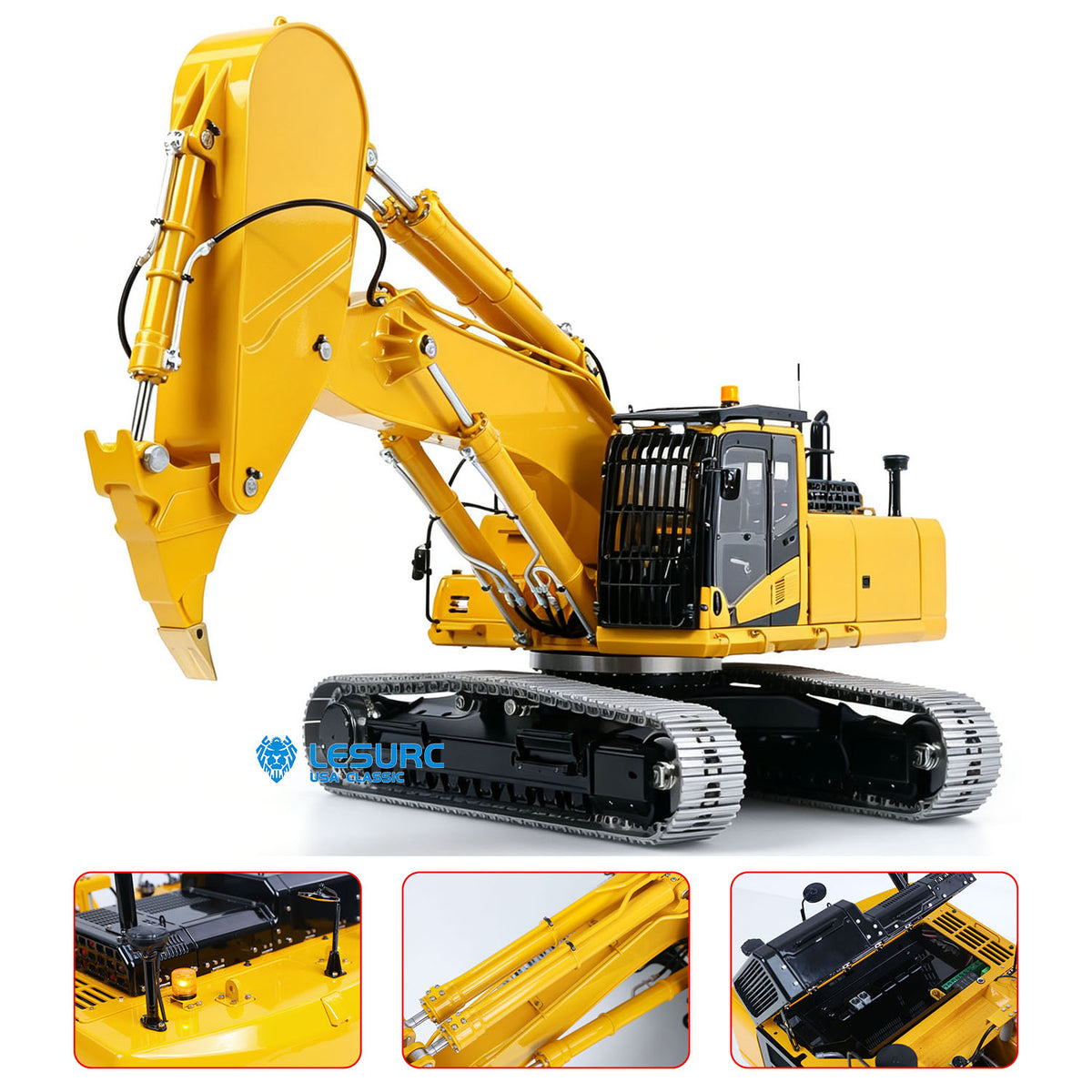 LESU PC500 1/14 RC Metal Excavator B0020 Model Hydraulic Crawler Digger with Rock Arm Light System 3CH Valve Brushless Motor ESC