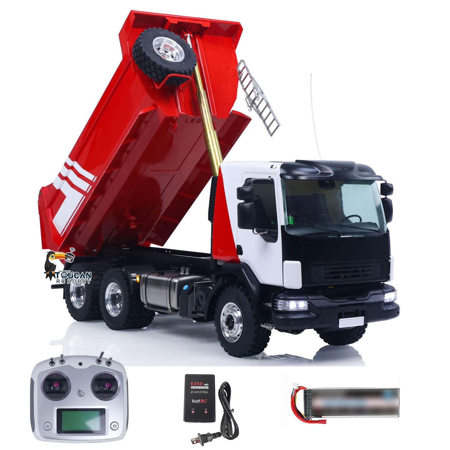 LESU 1/14 6*6 Z0032 Metal Hydraulic RC 3 Axles Dumper Truck With Front Multi Stage Cylinder U bucket I6S Radio System Model