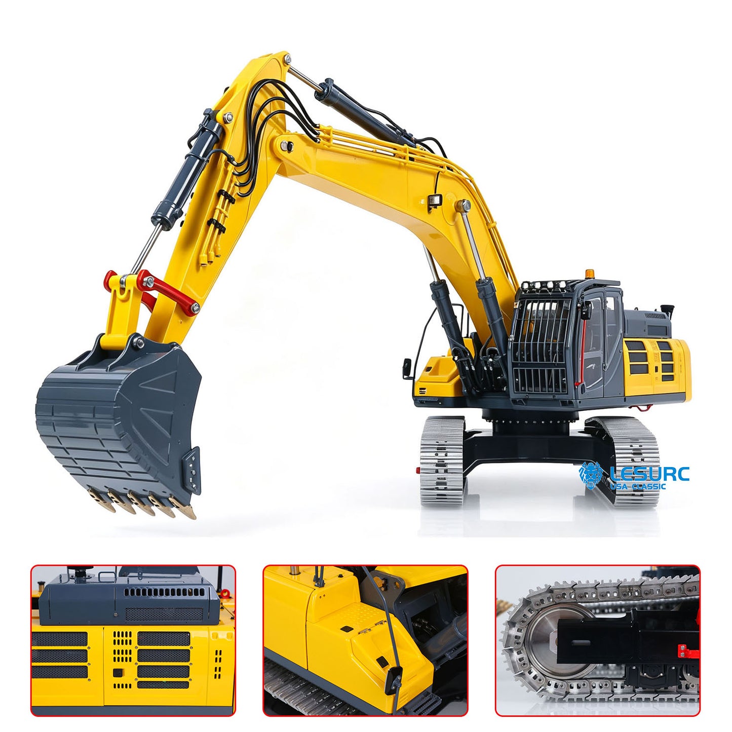LESU SK500 1/14 Metal Remote Control Hydraulic Excavator B0018 RC Digger with 6 Ways Valve Light System for RC Construction Hobbyists