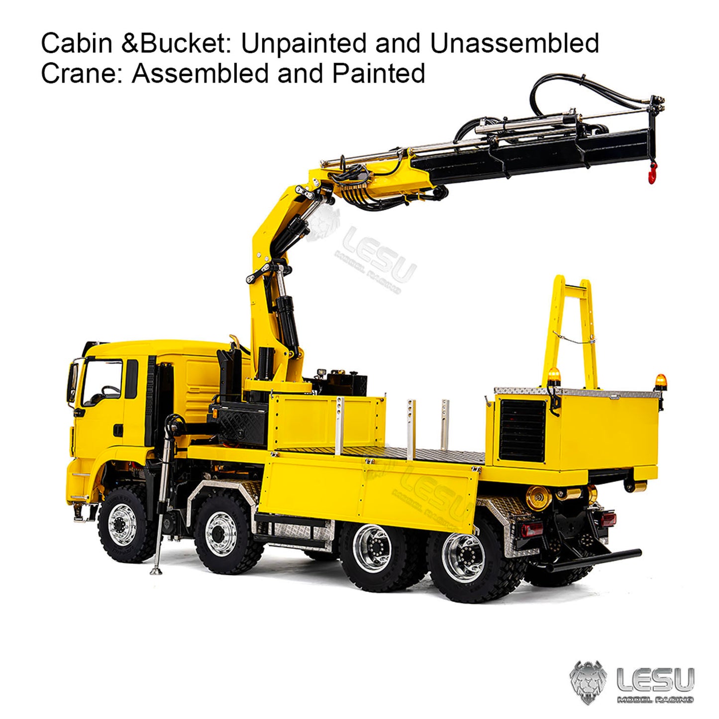 LESU 1/14 Hydraulic RC Roll on off Dumper Truck Crane Metal 8x8 Chassis Axles Lock 2Speed Gearbox 2+7CH Valve Sound Light System